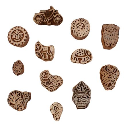 Set of 12 Piece New Mix Wooden Printing Blocks